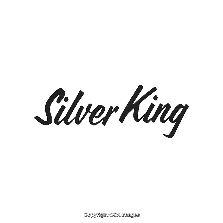 Scripted Black Text 'Silver King' on White Background
