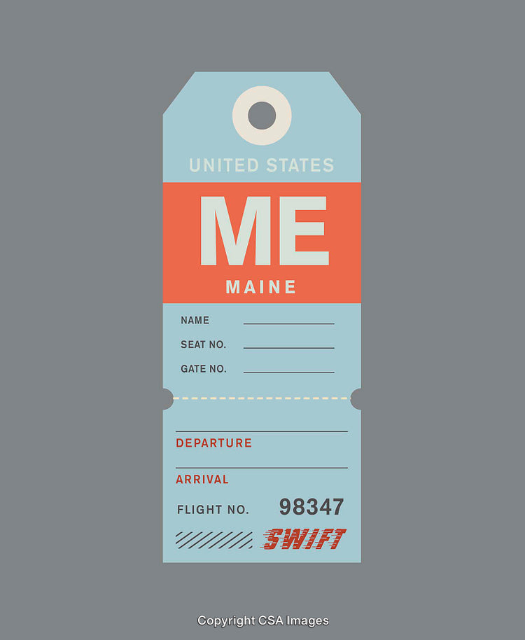 Vintage Maine Travel Tag Featuring Classic Design and State Identification