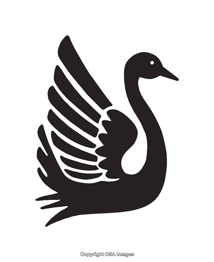 Elegant Black Swan Icon With Stylish Wing Design