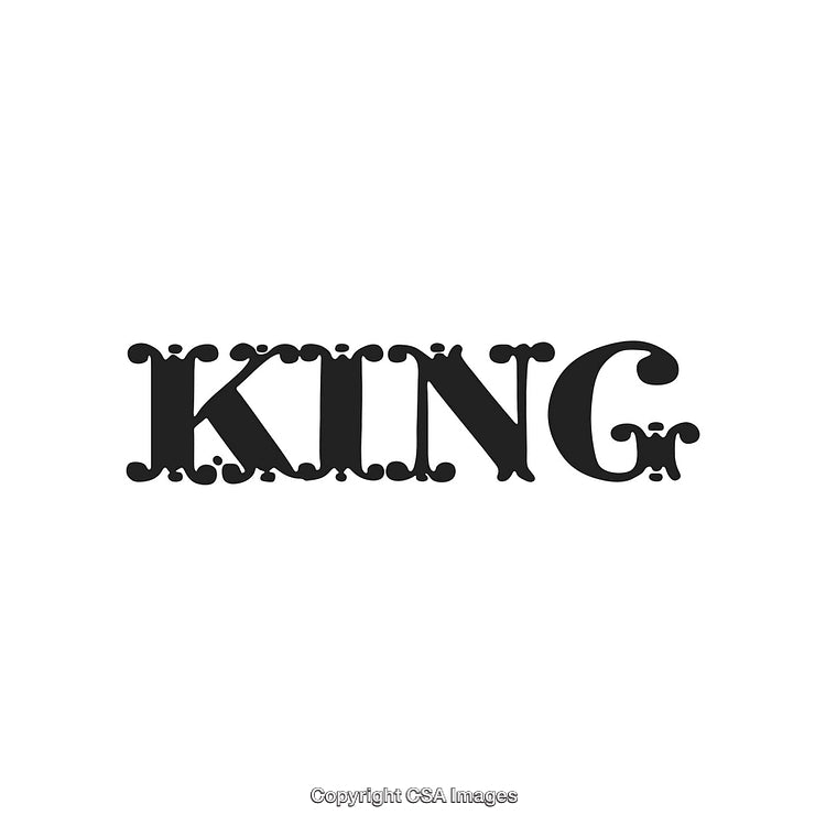 Elegant Black Typography Word Art Displaying the Word 'King' in a Decorative Font