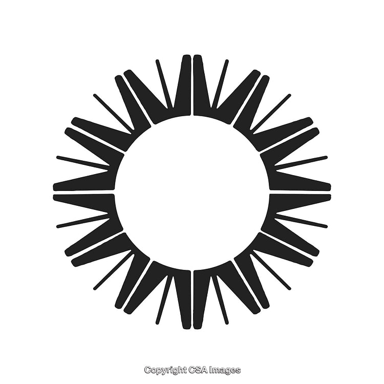 Abstract Black and White Circular Spiked Design Element Illustration
