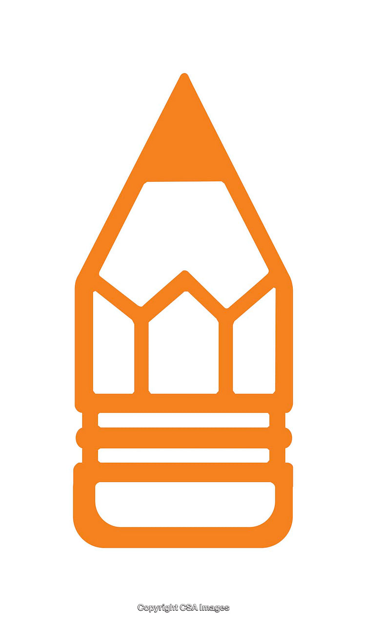 Orange Pencil Icon With Geometric Pattern Design on White Background