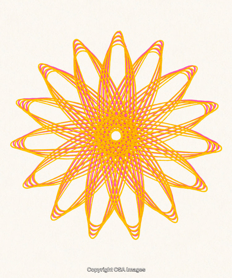 Abstract Geometric Orange and Pink Spiral Pattern on Light Background