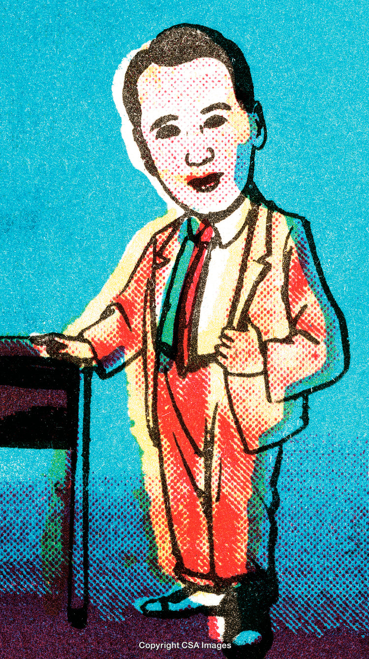 Retro Pop Art Style Cartoon of a Person in a Colorful Suit and Tie