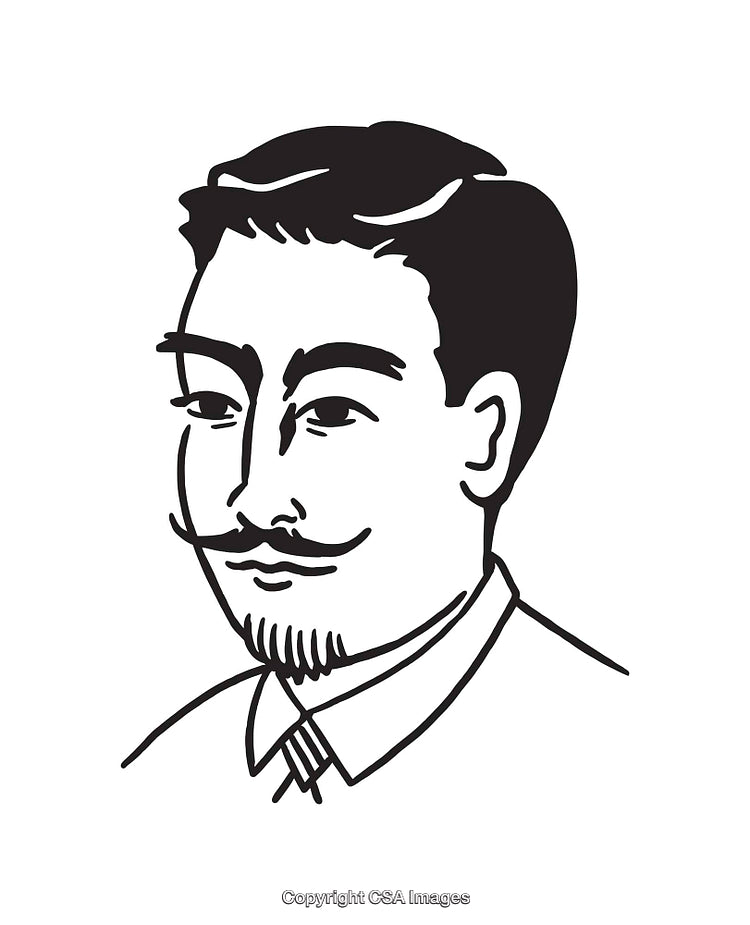 Black and White Line Art Illustration of a Distinguished Gentleman