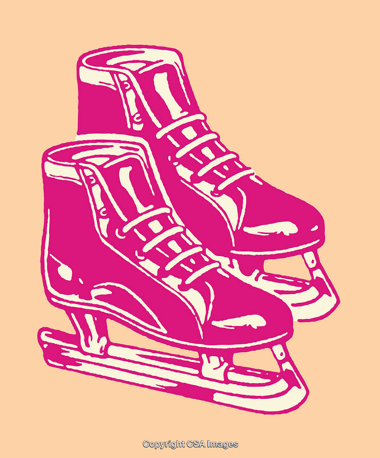 Colorful Illustration of Ice Skates on a Solid Background
