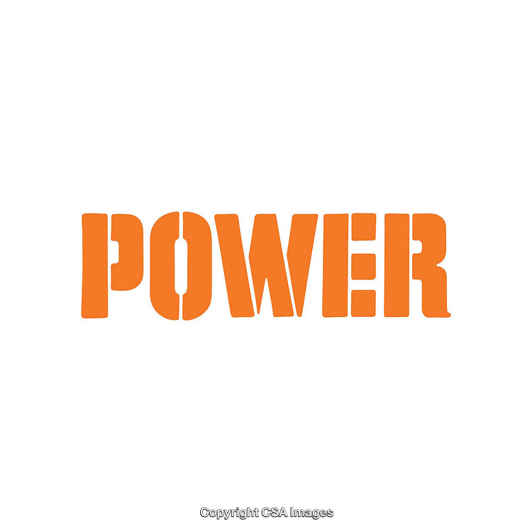 Orange Text Displaying "Power" On a White Background