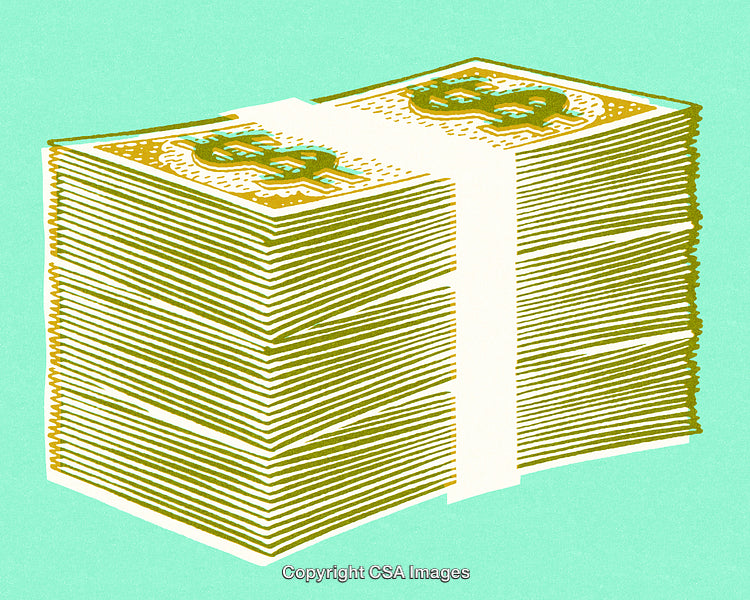 Stack of Money Bundles Depicted in Bold Vector Design