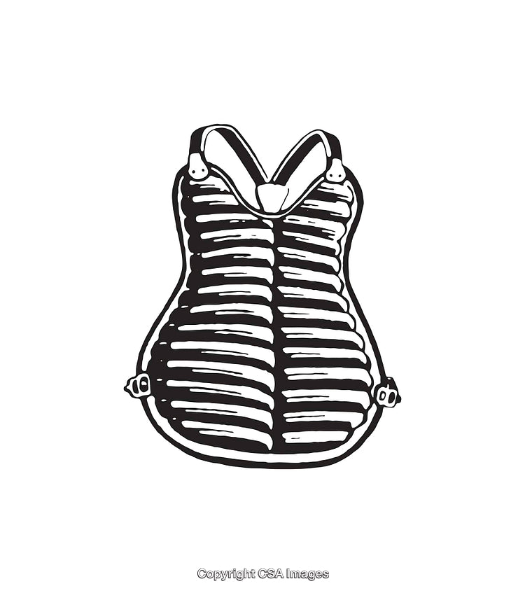 Black And White Line Illustration of a Rigid Corset Design