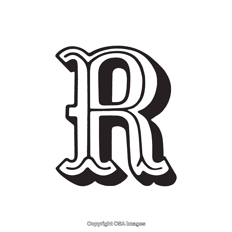 Stylized Bold Black and White Letter R Typography Design
