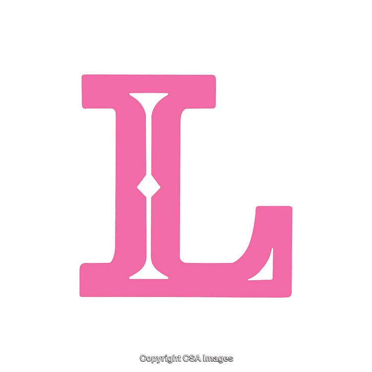 Pink Ornamental Uppercase Letter L on White Background Graphic Design Element