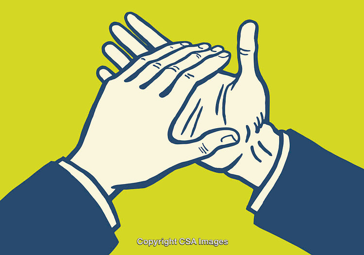 Hands Clapping in a Bold Colorful Line Art Illustration