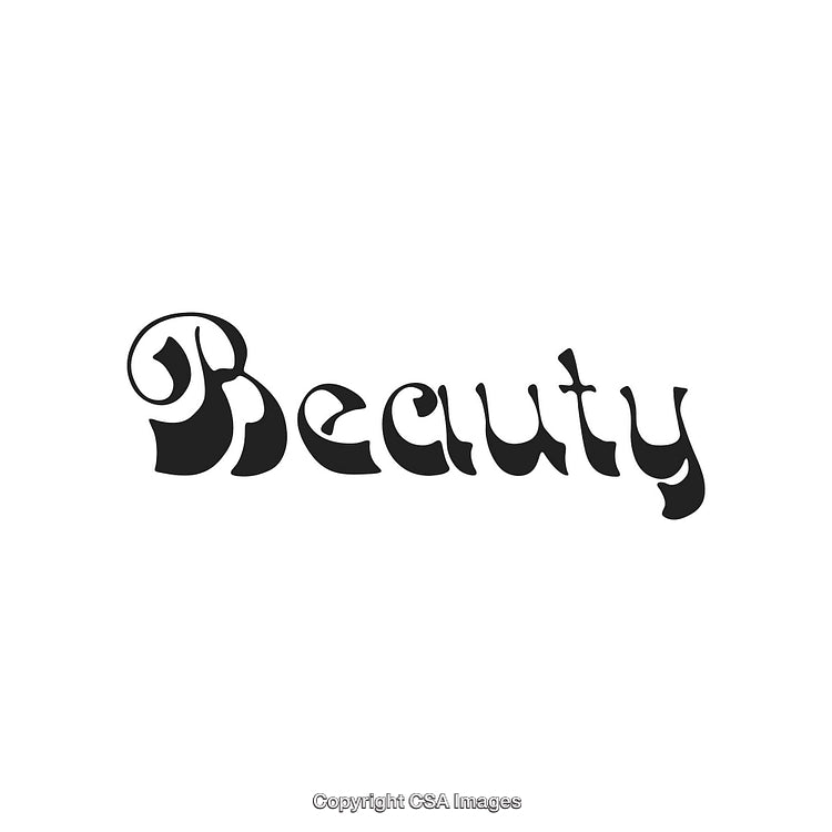Typography Illustration Featuring Elegant Decorative Text of the Word 'Beauty'