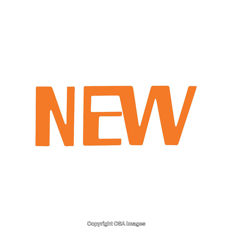 Bold Orange Text Depicting "New" in Artistic Style on White Background
