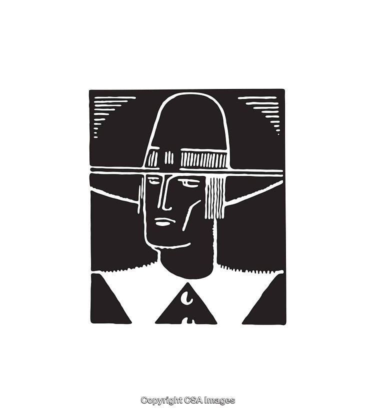 Black and White Line Art Illustration of a Stylized Human Portrait