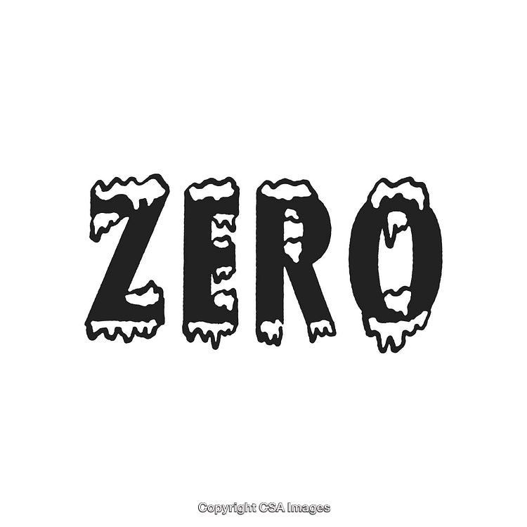 Snow-Covered Icy Zero Word Art with Winter Design Illustrations