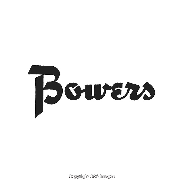 Stylized Calligraphy Logo of the Word Powers on White Background