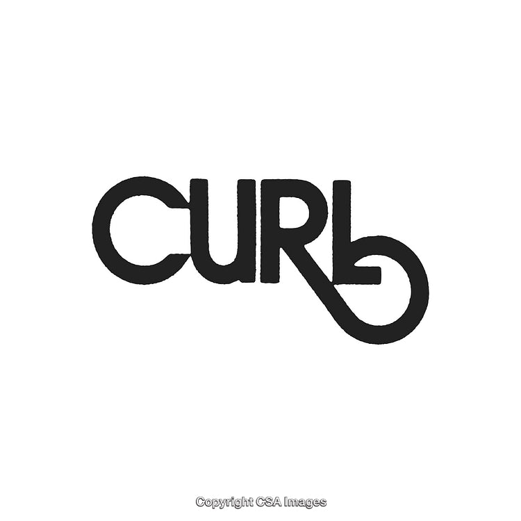 Black and White Minimalistic Curl Design Artwork on White Background