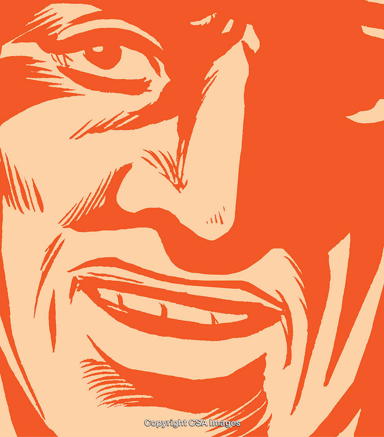 Vibrant Abstract Artistic Portrait Design in Bold Orange Tones