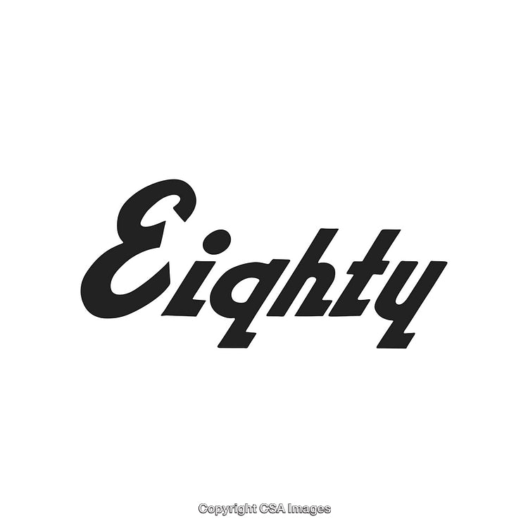 Stylized Black Text 'Eighty' on a Clean White Background