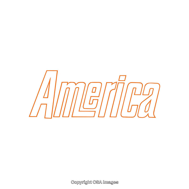 Stylized Text Artwork Featuring the Word 'America' in Orange Typography