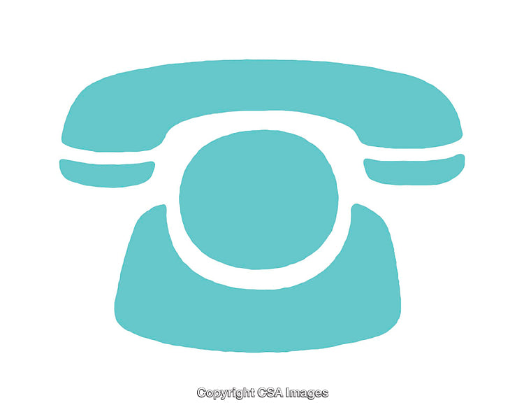 Minimalist Aqua Icon of a Retro Telephone on White Background