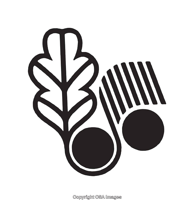 Minimalist Black and White Icon Featuring Leaf and Geometric Shapes