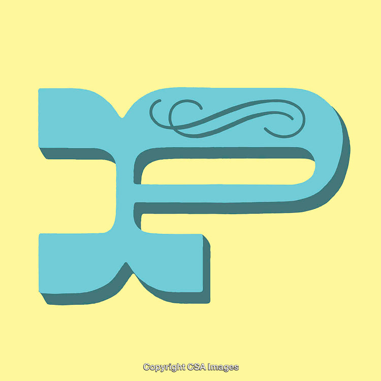 Stylized Letter P Symbol in Blue on Yellow Background