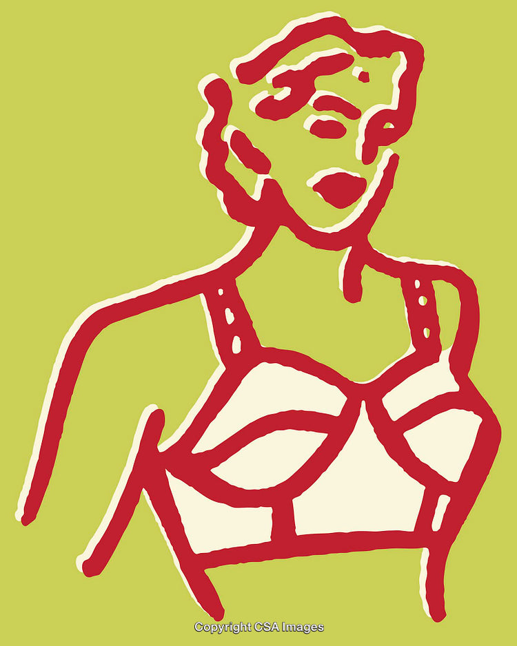 Stylized Red and Yellow Line Art Portrait on Green Background