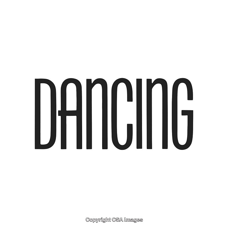 Bold Minimalist Text Design Featuring the Word Dancing in Black and White