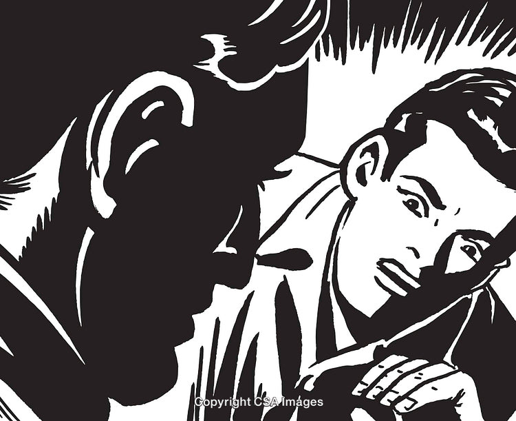 Retro Style Comic Illustration of Two Men in Dramatic Interaction