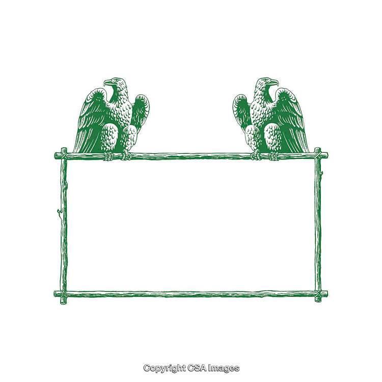 Vintage Green Frame Design with Decorative Double Eagle Illustration