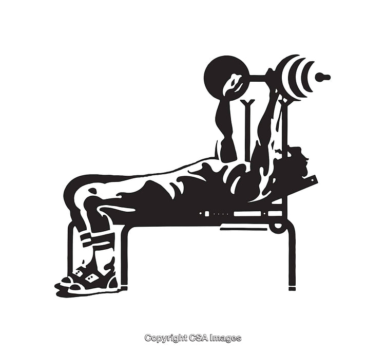 Stylized Line Art of a Bench Press Weightlifting Exercise Session