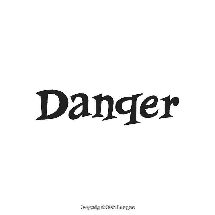 Bold Black Danger Word Text on White Background