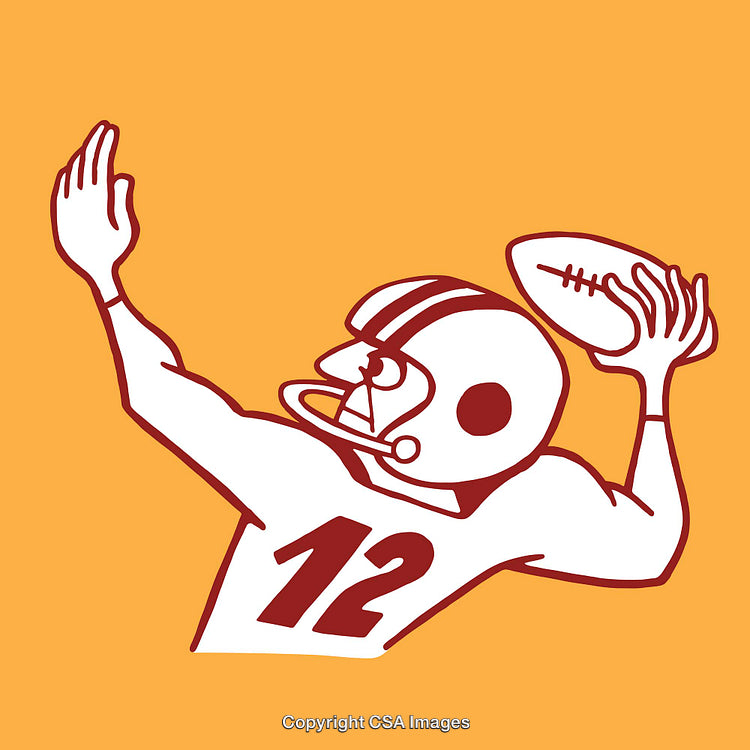 Vintage Illustration of a Football Player Throwing a Ball