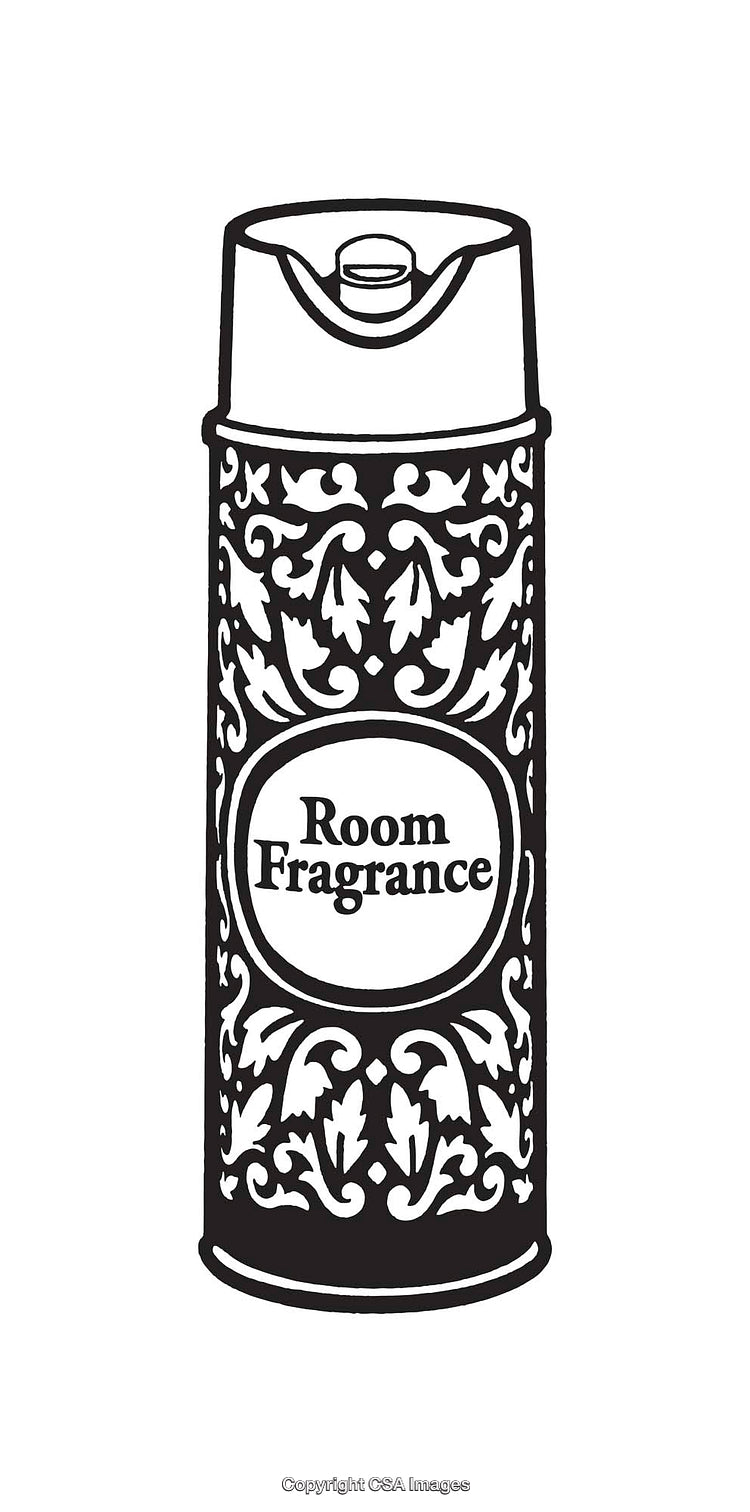 Black and White Line Art Illustration of Room Fragrance Spray Can