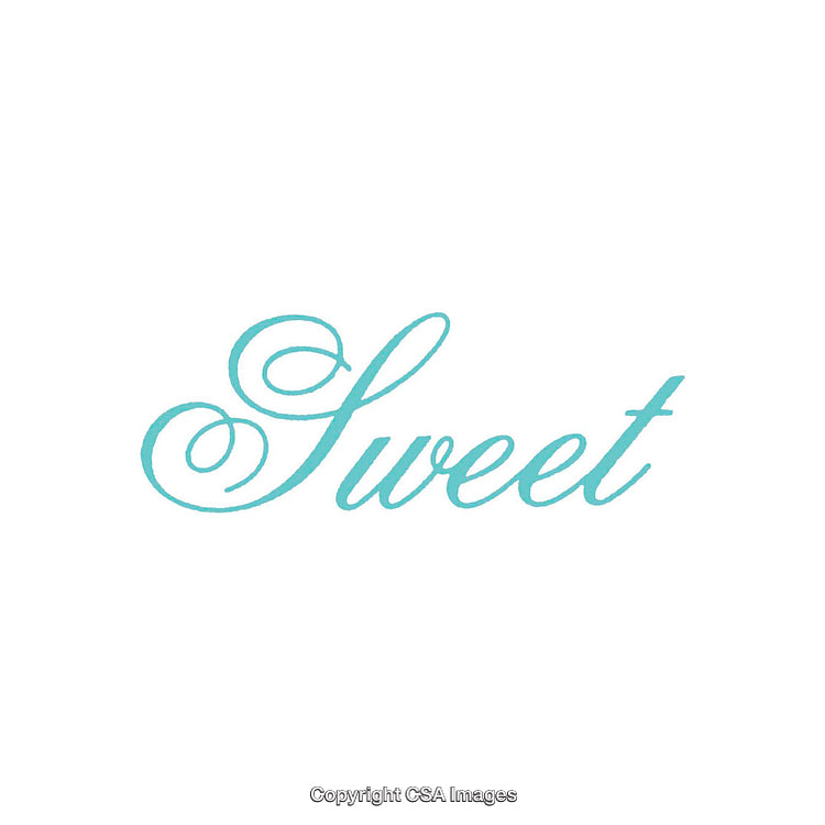 Elegant Calligraphy With the Word Sweet in Light Blue on White