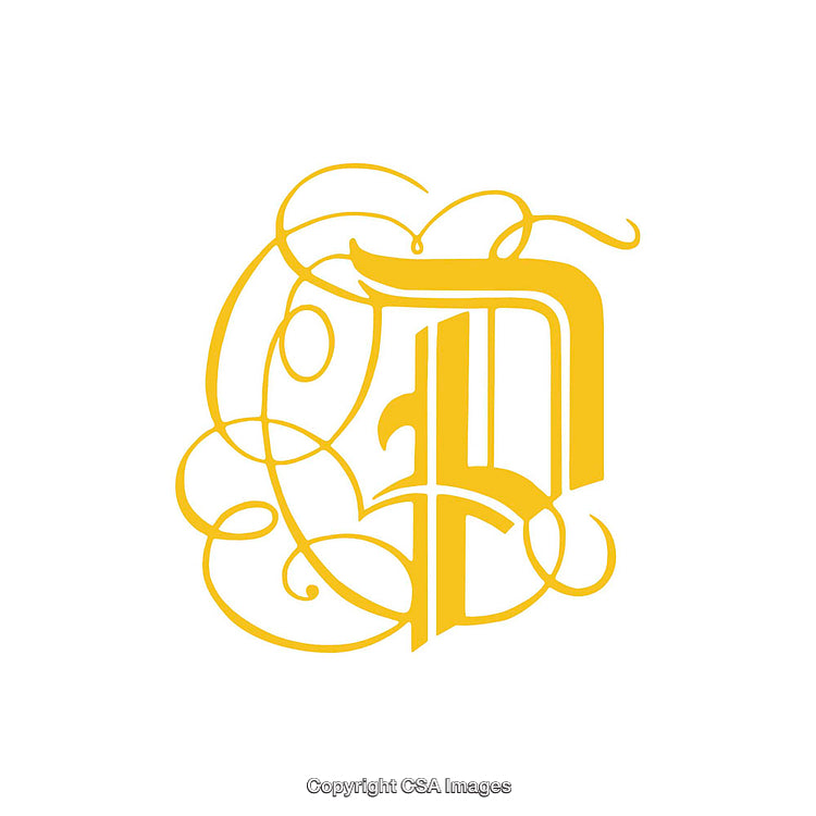 Ornate Golden Calligraphic Design Featuring the Letter P
