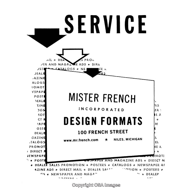 Vintage Black and White Print Design Featuring Service Layout