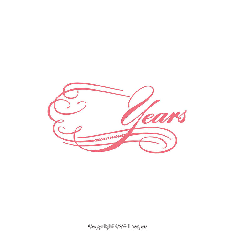 Elegant Pink Typographic Design With Script Text 'Years' and Swirls
