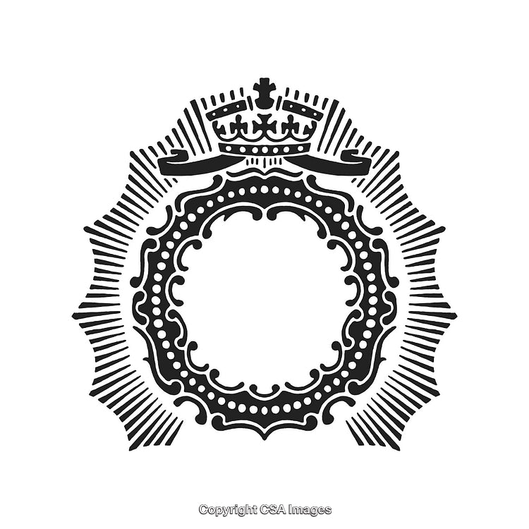 Elegant Black and White Border Design with Crown and Ornate Details