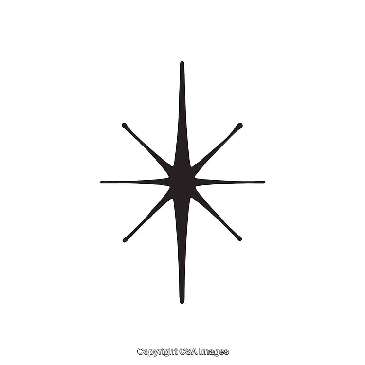 Minimalistic Black Star Shape on White Background with Eight Points