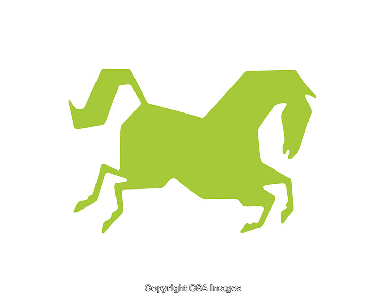 Abstract Green Horse Silhouette in Minimalist Style Isolated on White Background