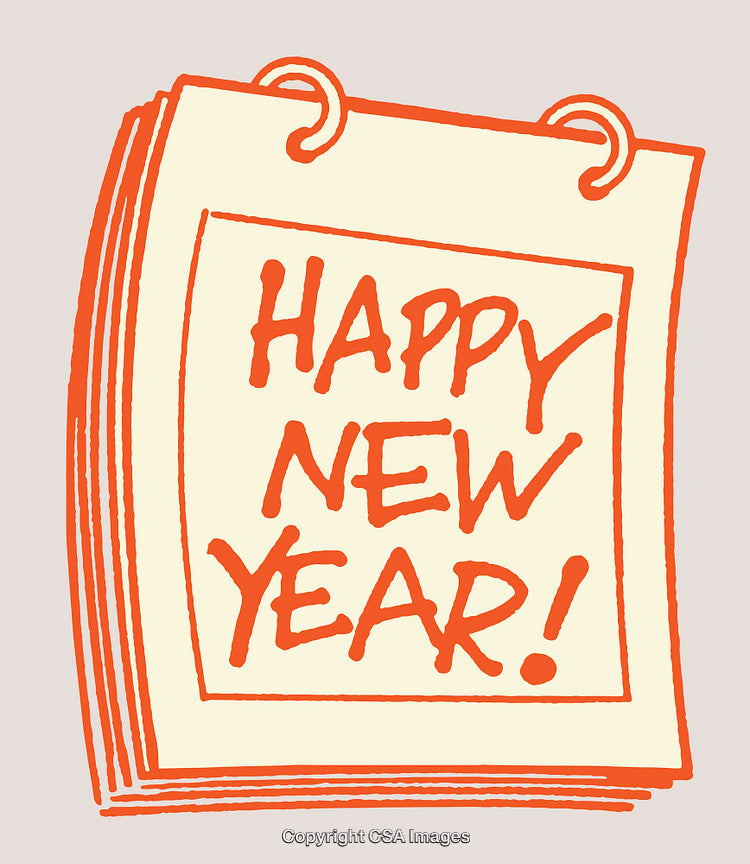 Festive New Year Illustration With Calendar and Orange Handwritten Message