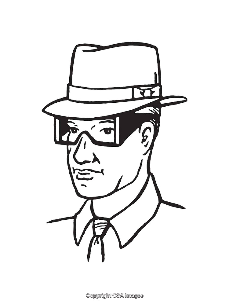Stylish Black And White Line Art Illustration of a Formal Character