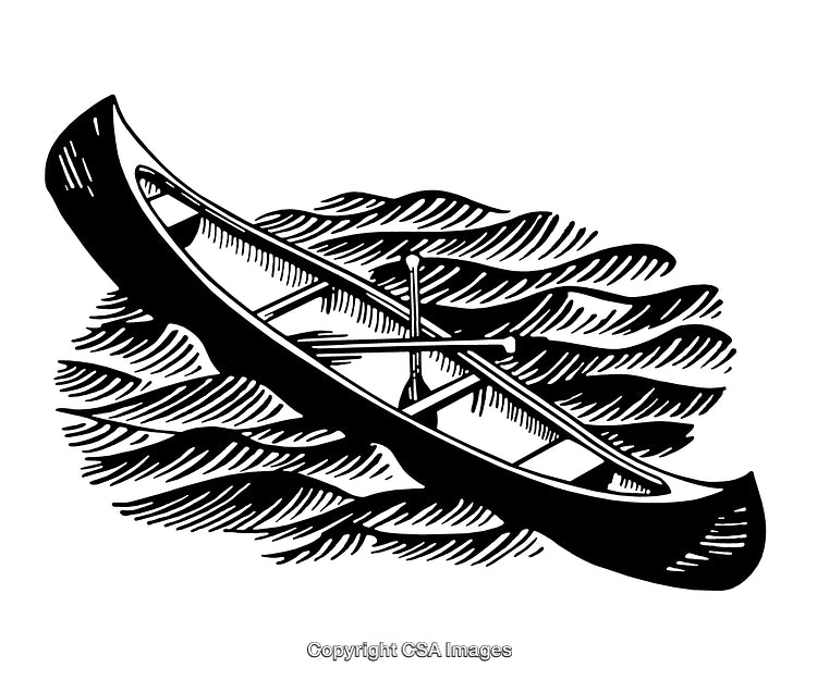 Detailed Engraving of a Rowing Boat On Rippling Water