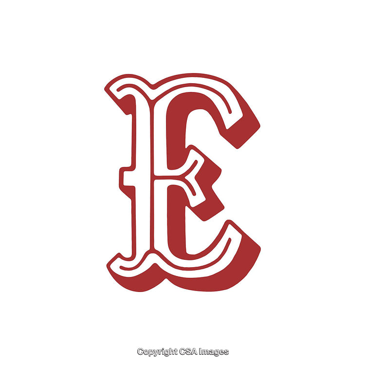 Elegant Ornate Design Featuring the Letter 'E' in Red and White Style