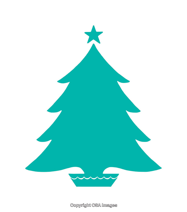 Minimalist Icon of a Christmas Tree with a Star and Stand