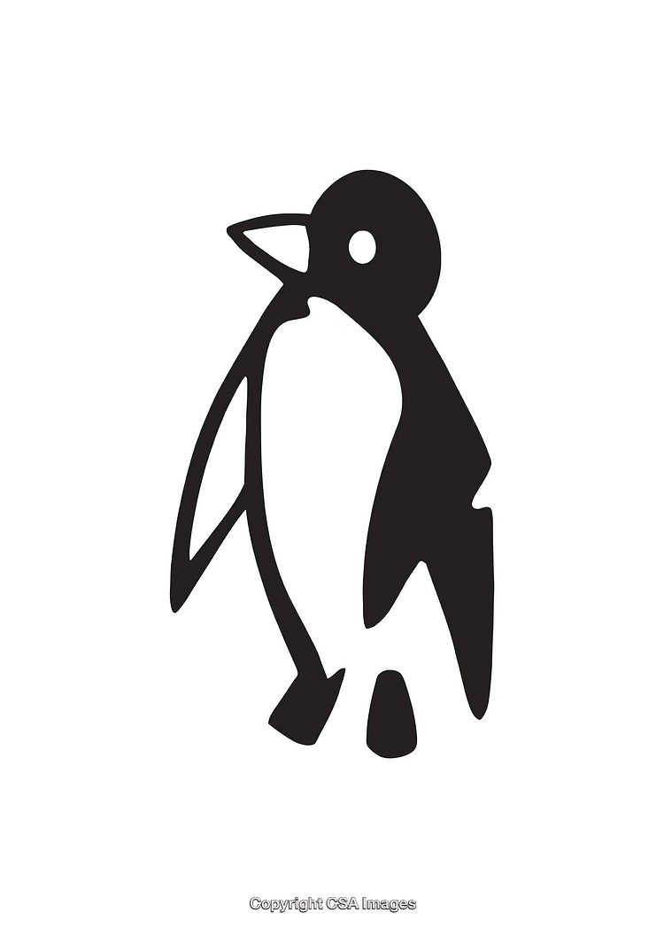 Minimalist Black and White Penguin Line Art Illustration
