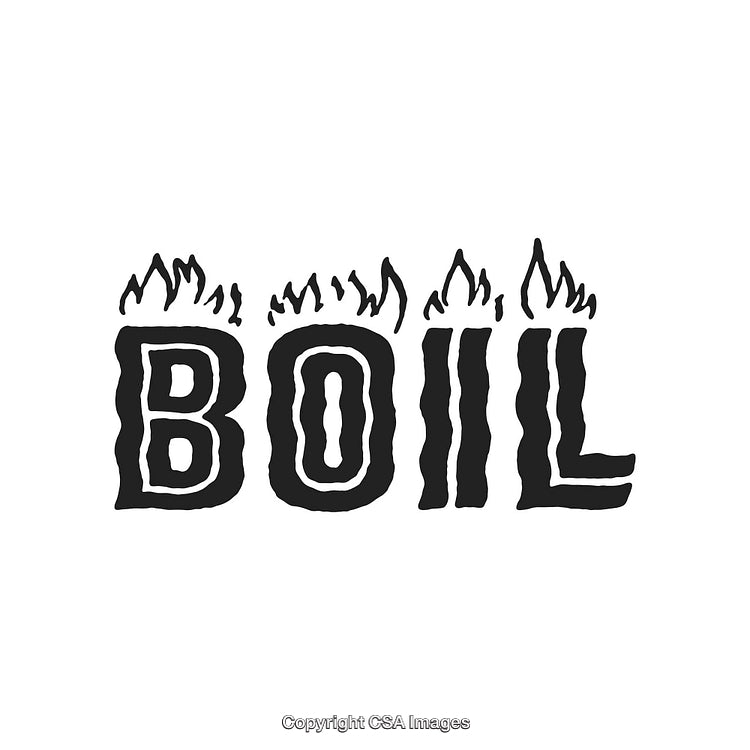 Creative Graphic Illustration of the Word 'Boil' with Flame Design